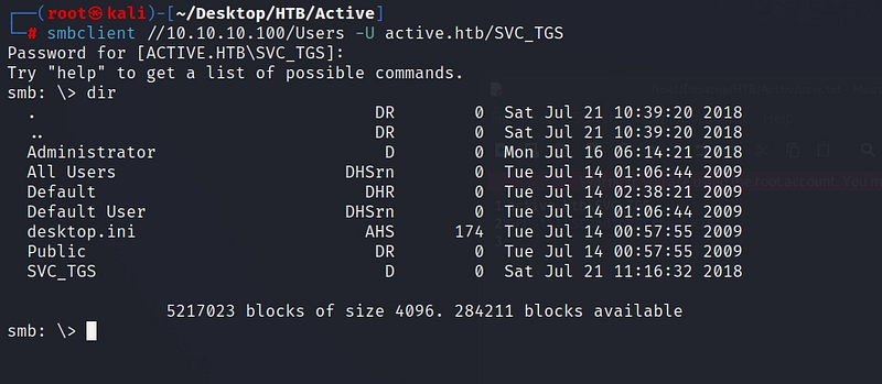 Figure 10. Authenticating to the Users share as SVC_TGS.