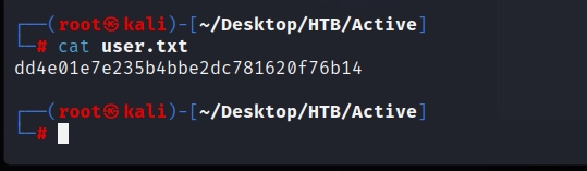 Figure 12. The user flag retrieved successfully.