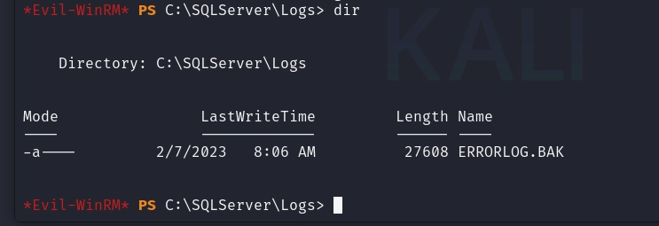 Figure 13. Locating the SQL Server log directory and a backed-up error log.