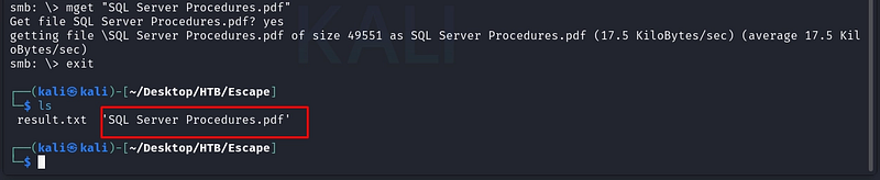 Figure 4. Downloading the SQL Server Procedures PDF from the Public share.