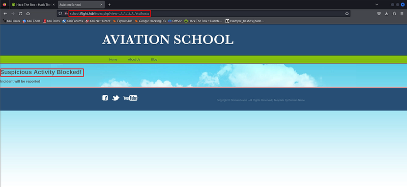 Direct path traversal is detected and blocked.