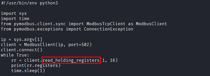 Figura 1. Script encargado de leer los registros.