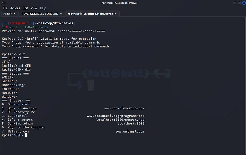 Figure 17. Unlocking the KeePass vault with the cracked master password.
