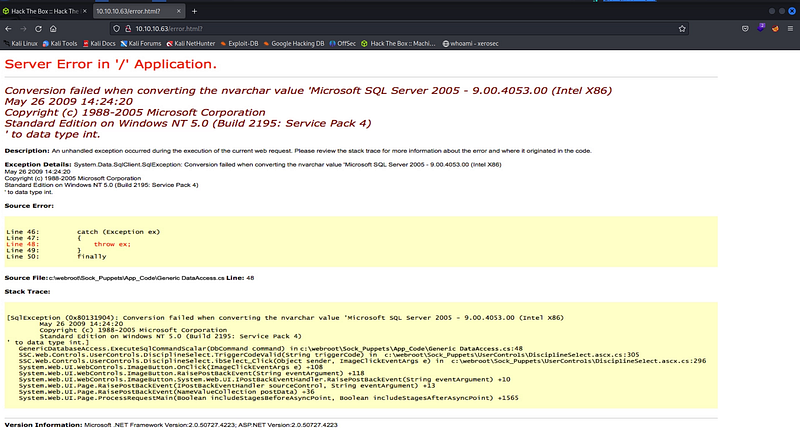 Figure 3. Submitting a search returns a hard-coded error image, confirming the page is a decoy.