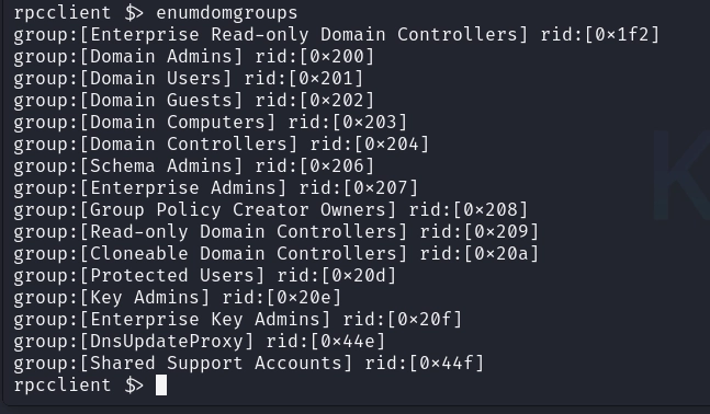 Enumerating domain users with enumdomusers.